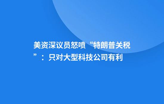 美资深议员怒喷“特朗普关税”：只对大型科技公司有利
