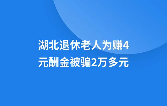 湖北退休老人为赚4元酬金被骗2万多元