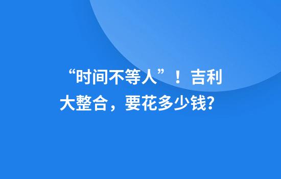 “时间不等人”！吉利大整合，要花多少钱？