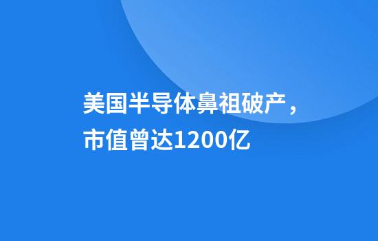 美国半导体鼻祖破产，市值曾达1200亿