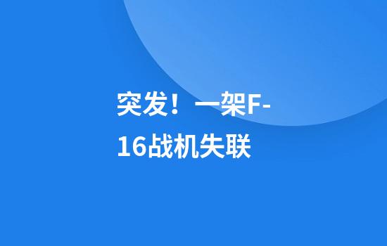 突发！一架F-16战机失联