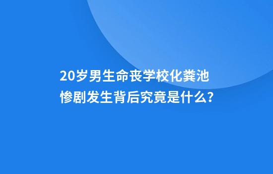 20岁男生命丧学校化粪池......惨剧发生背后究竟是什么？