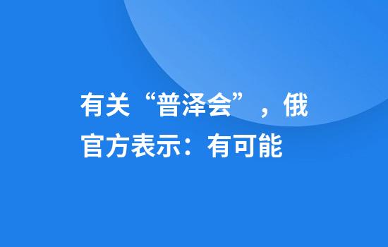有关“普泽会”，俄官方表示：有可能