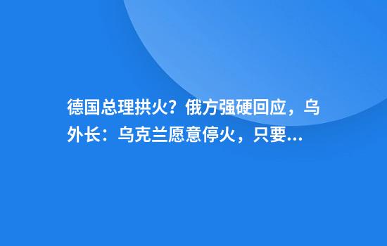 德国总理拱火？俄方强硬回应，乌外长：乌克兰愿意停火，只要俄罗斯同样愿意
