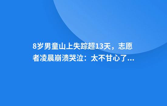8岁男童山上失踪超13天,志愿者凌晨崩溃哭泣:太不甘心了,找不到他