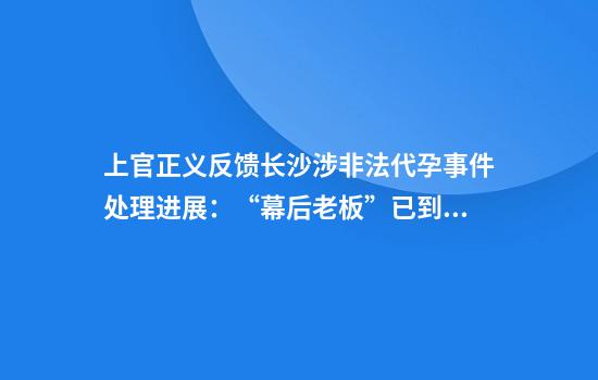 上官正义反馈长沙涉非法代孕事件处理进展：“幕后老板”已到案