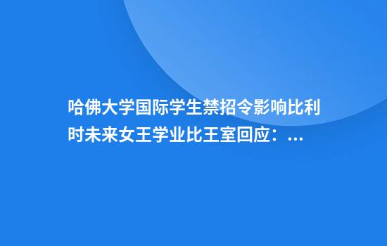 哈佛大学国际学生禁招令影响比利时未来女王学业比王室回应：正研判该问题