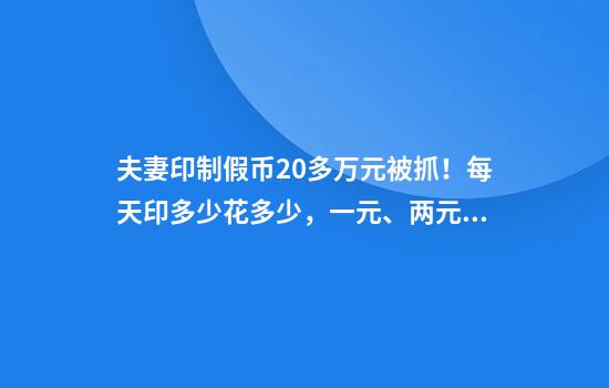 夫妻印制假币20多万元被抓！每天印多少花多少，一元、两元、十元的都有，警方披露详情⋯⋯