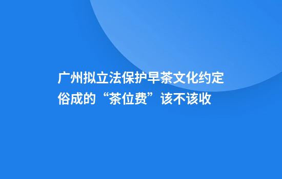广州拟立法保护早茶文化约定俗成的“茶位费”该不该收?