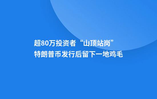 超80万投资者“山顶站岗”特朗普币发行后留下一地鸡毛