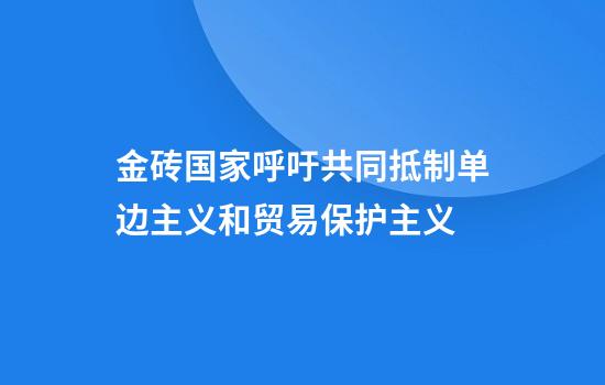 金砖国家呼吁共同抵制单边主义和贸易保护主义