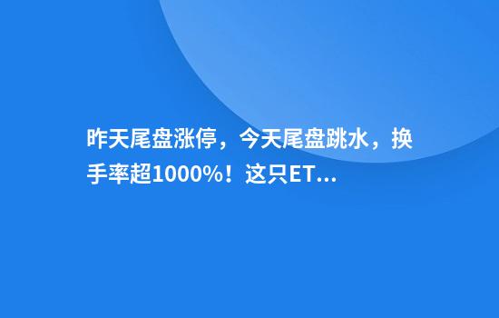 昨天尾盘涨停，今天尾盘跳水，换手率超1000%！这只ETF什么来头？