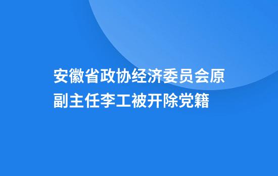 安徽省政协经济委员会原副主任李工被开除党籍