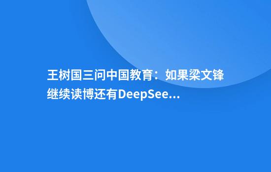 王树国三问中国教育：如果梁文锋继续读博还有DeepSeek吗？
