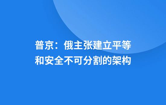 普京：俄主张建立平等和安全不可分割的架构