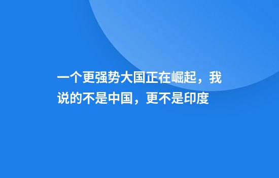 一个更强势大国正在崛起，我说的不是中国，更不是印度