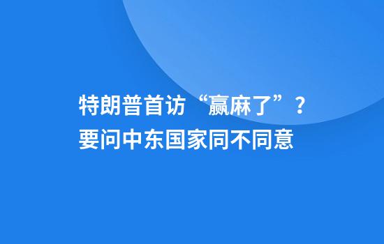 特朗普首访“赢麻了”？要问中东国家同不同意