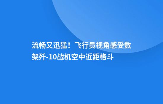流畅又迅猛！飞行员视角感受数架歼-10战机空中近距格斗