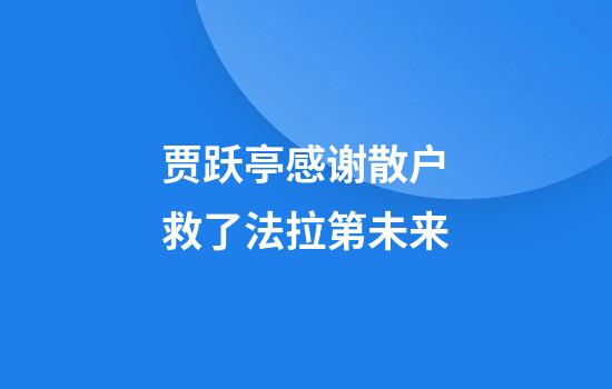 贾跃亭感谢散户救了法拉第未来