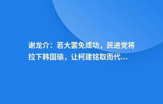 谢龙介：若大罢免成功，民进党将拉下韩国瑜，让柯建铭取而代之