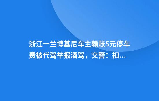 浙江一兰博基尼车主赖账5元停车费被代驾举报酒驾，交警：扣12分，暂扣驾驶证6个月