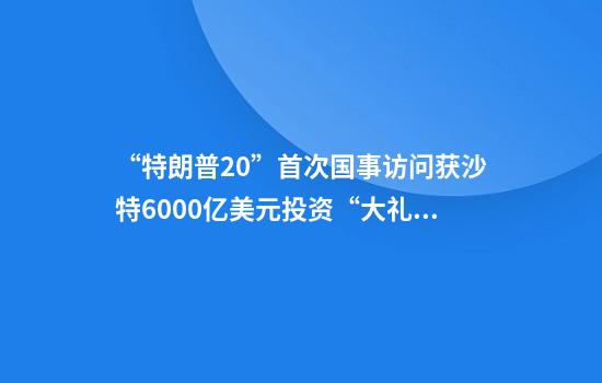 “特朗普2.0”首次国事访问获沙特6000亿美元投资“大礼包”！
