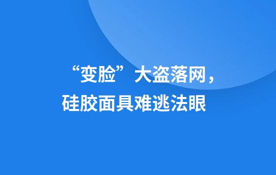 “变脸”大盗落网，硅胶面具难逃法眼