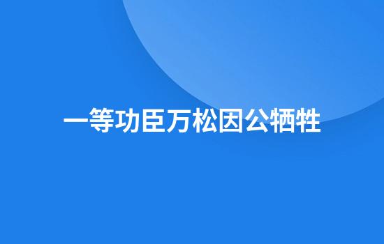 一等功臣万松因公牺牲